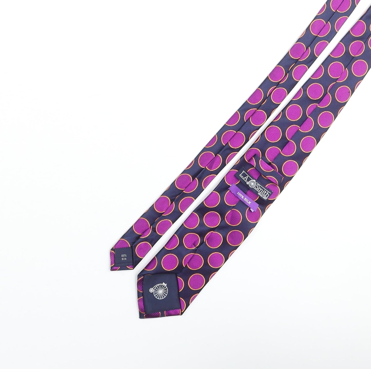 LA Smith Mens Purple Polka Dot Silk Pointed Tie One Size