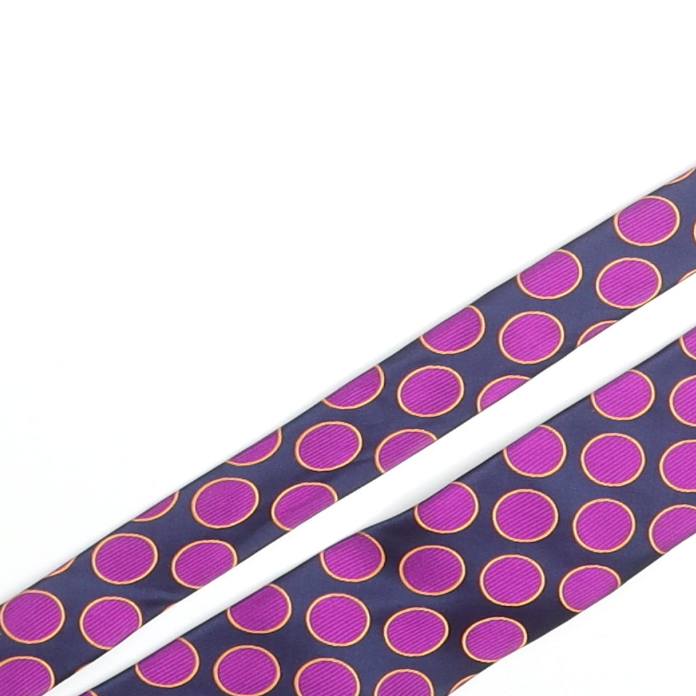 LA Smith Mens Purple Polka Dot Silk Pointed Tie One Size