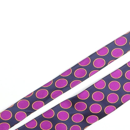 LA Smith Mens Purple Polka Dot Silk Pointed Tie One Size
