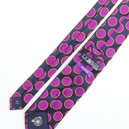LA Smith Mens Purple Polka Dot Silk Pointed Tie One Size