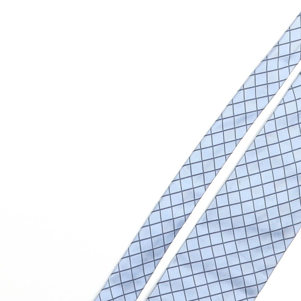 Profump Mens Blue Plaids & Checks Silk Pointed Tie One Size