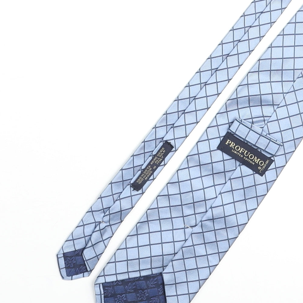 Profump Mens Blue Plaids & Checks Silk Pointed Tie One Size