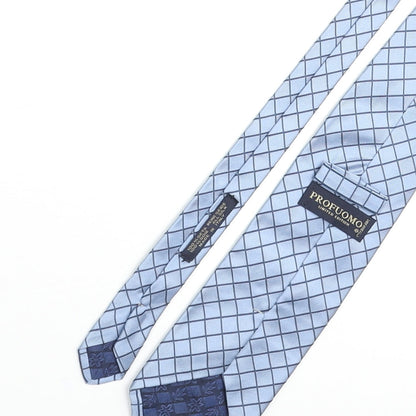 Profump Mens Blue Plaids & Checks Silk Pointed Tie One Size