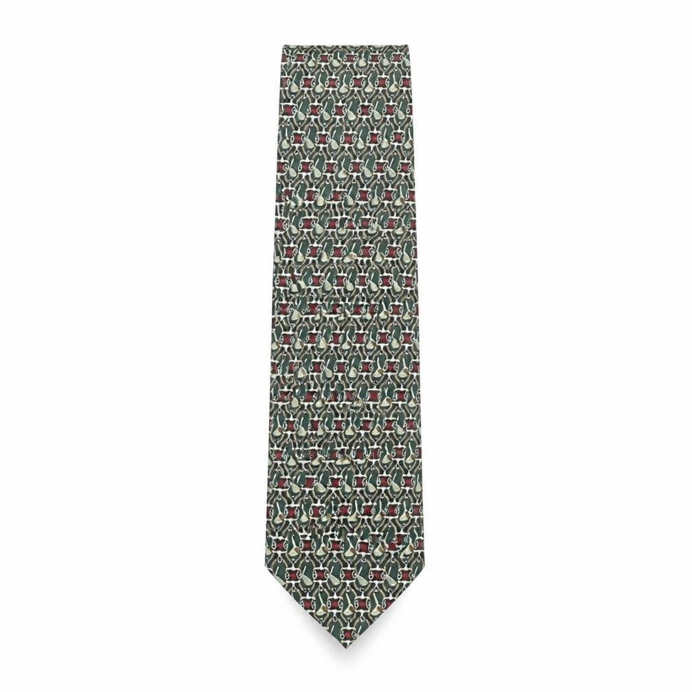 Rene Chegal Mens Multicoloured Geometric Polyester Pointed Tie One Size - Golf Print