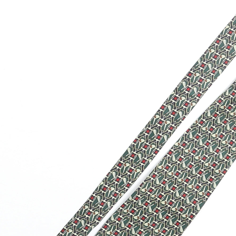Rene Chegal Mens Multicoloured Geometric Polyester Pointed Tie One Size - Golf Print