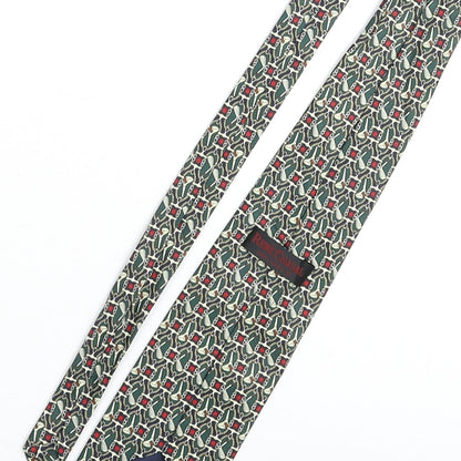 Rene Chegal Mens Multicoloured Geometric Polyester Pointed Tie One Size - Golf Print