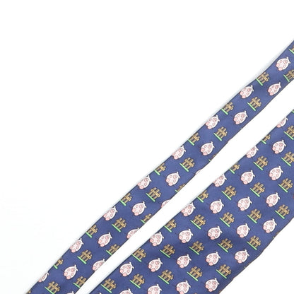 Vintage Pig Mens Multicoloured Geometric Silk Pointed Tie One Size - Pig Fence Print