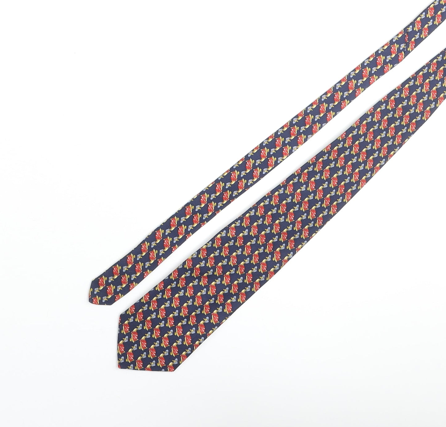 Vintage Mother Goose Mens Multicoloured Geometric Silk Pointed Tie One Size - Mother Goose Print