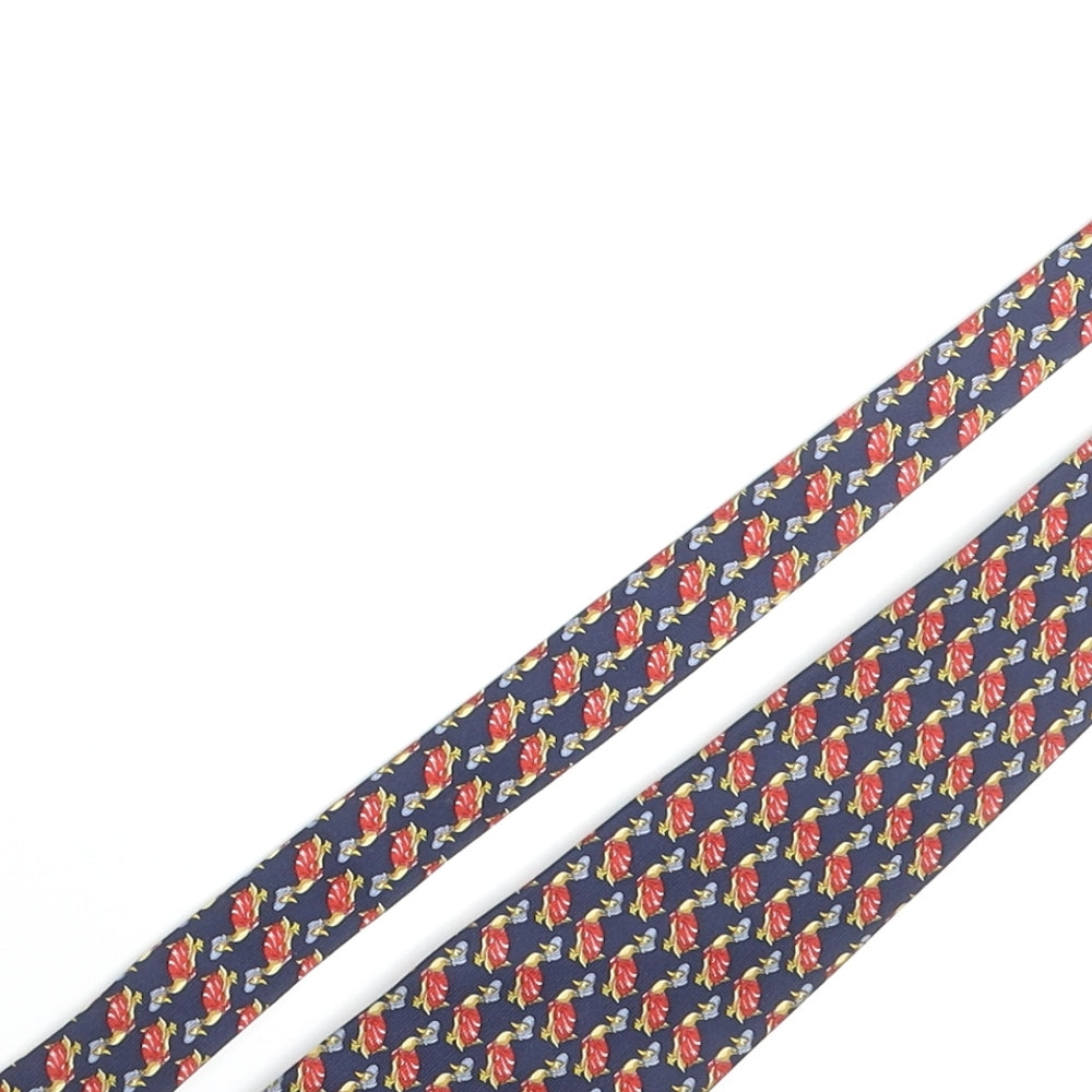 Vintage Mother Goose Mens Multicoloured Geometric Silk Pointed Tie One Size - Mother Goose Print