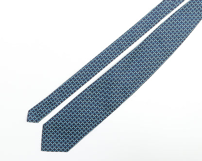 Balmain Mens Blue Plaids & Checks Silk Pointed Tie One Size