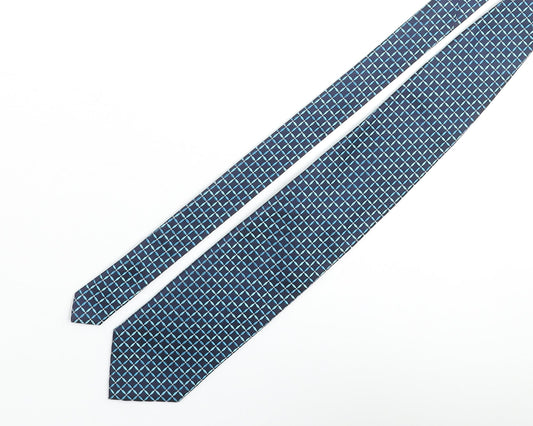 Balmain Mens Blue Plaids & Checks Silk Pointed Tie One Size