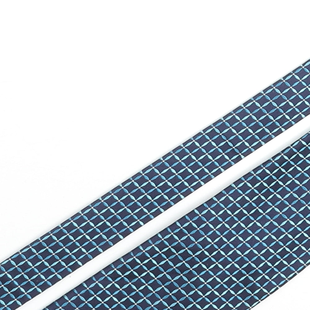 Balmain Mens Blue Plaids & Checks Silk Pointed Tie One Size