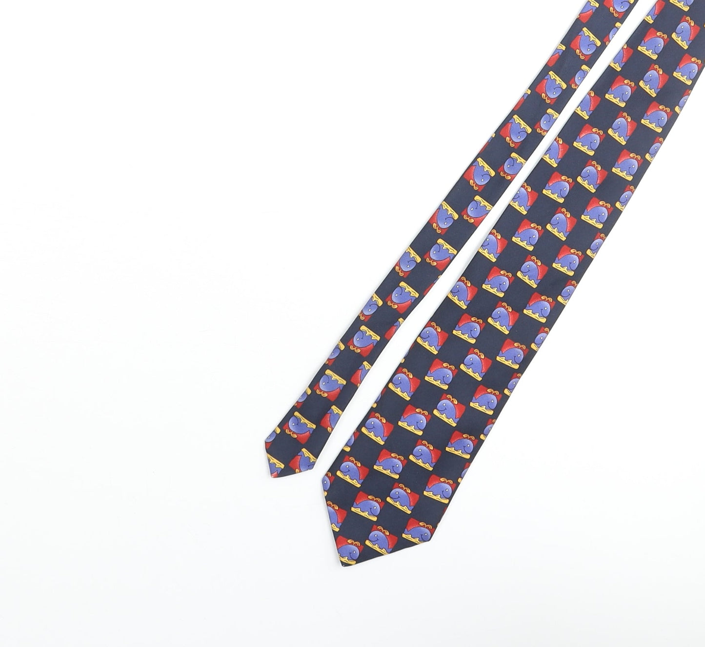 Vintage Whale Mens Multicoloured Geometric Silk Pointed Tie One Size - Whale Print