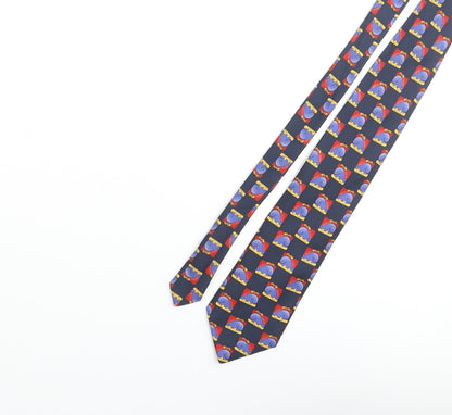 Vintage Whale Mens Multicoloured Geometric Silk Pointed Tie One Size - Whale Print