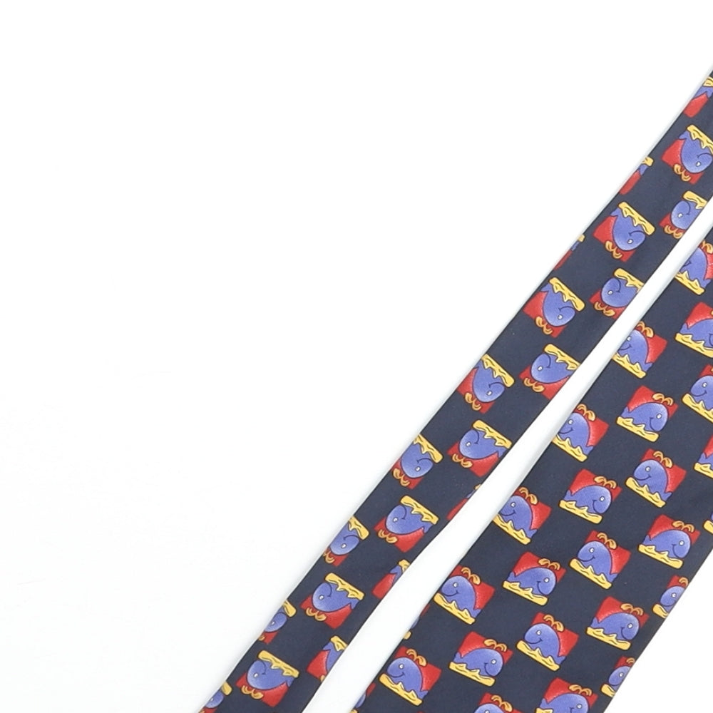 Vintage Whale Mens Multicoloured Geometric Silk Pointed Tie One Size - Whale Print