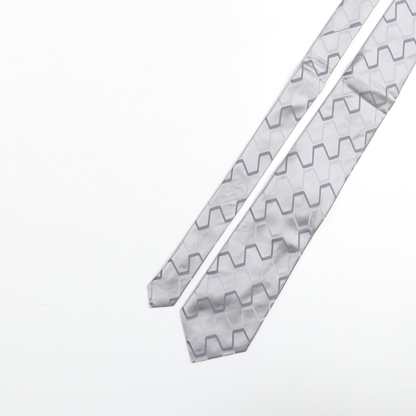 NEXT Mens Grey Geometric Silk Pointed Tie One Size