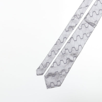 NEXT Mens Grey Geometric Silk Pointed Tie One Size