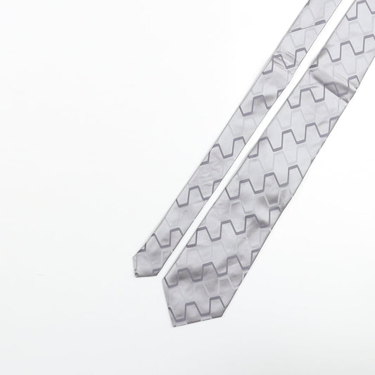 NEXT Mens Grey Geometric Silk Pointed Tie One Size