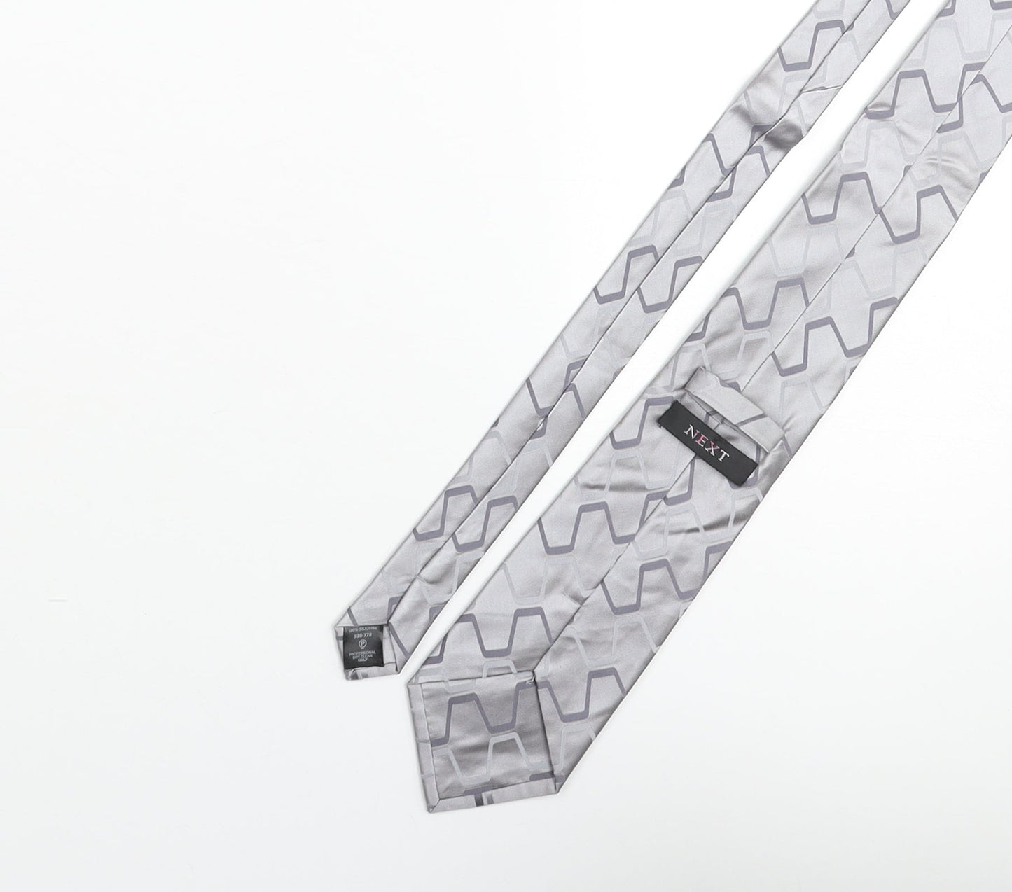 NEXT Mens Grey Geometric Silk Pointed Tie One Size