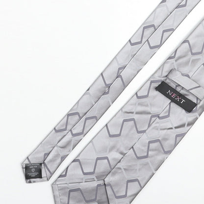 NEXT Mens Grey Geometric Silk Pointed Tie One Size