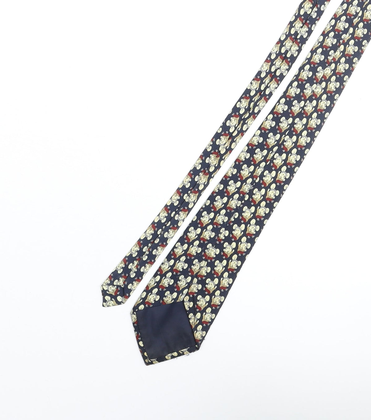 Back view of Vintage Mouse men’s multicoloured geometric polyester pointed tie one size - mouse character print