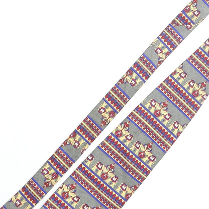 Vintage Elephant Mens Multicoloured Geometric Silk Pointed Tie One Size - Elephant Print