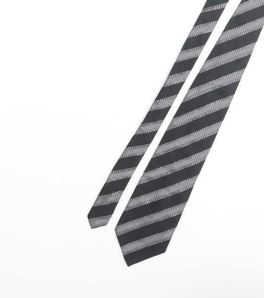 Linea Mens Black Striped Silk Pointed Tie One Size