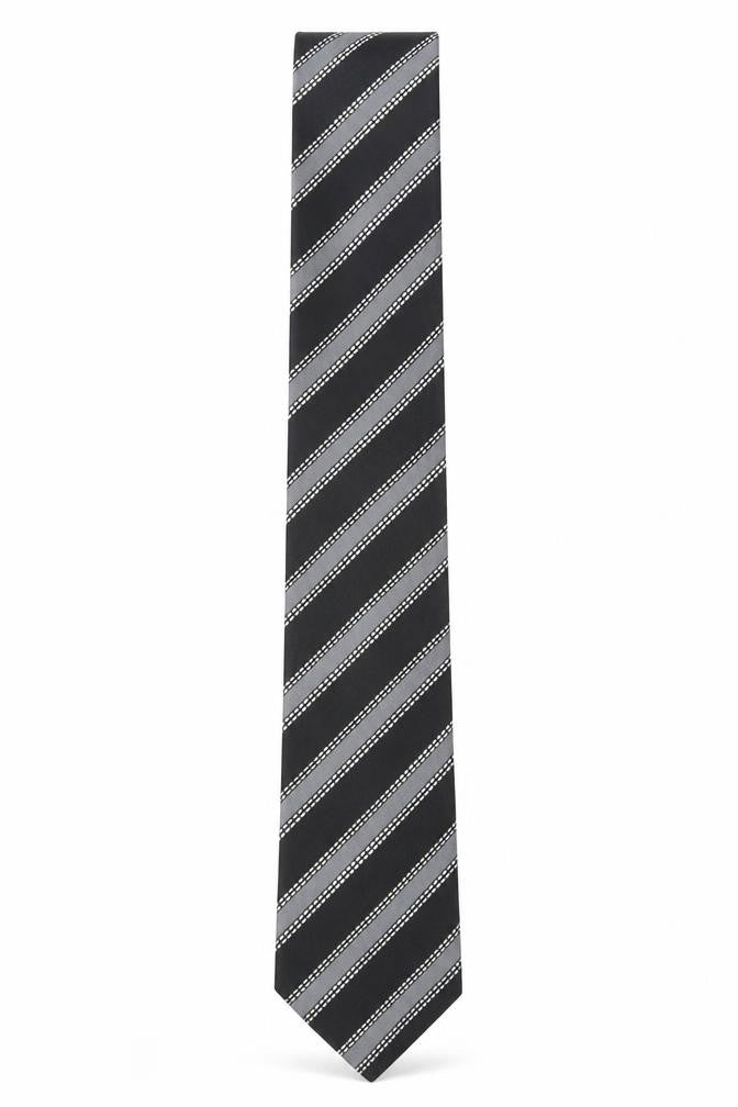 Mens Linea Black Striped  Pointed Tie
