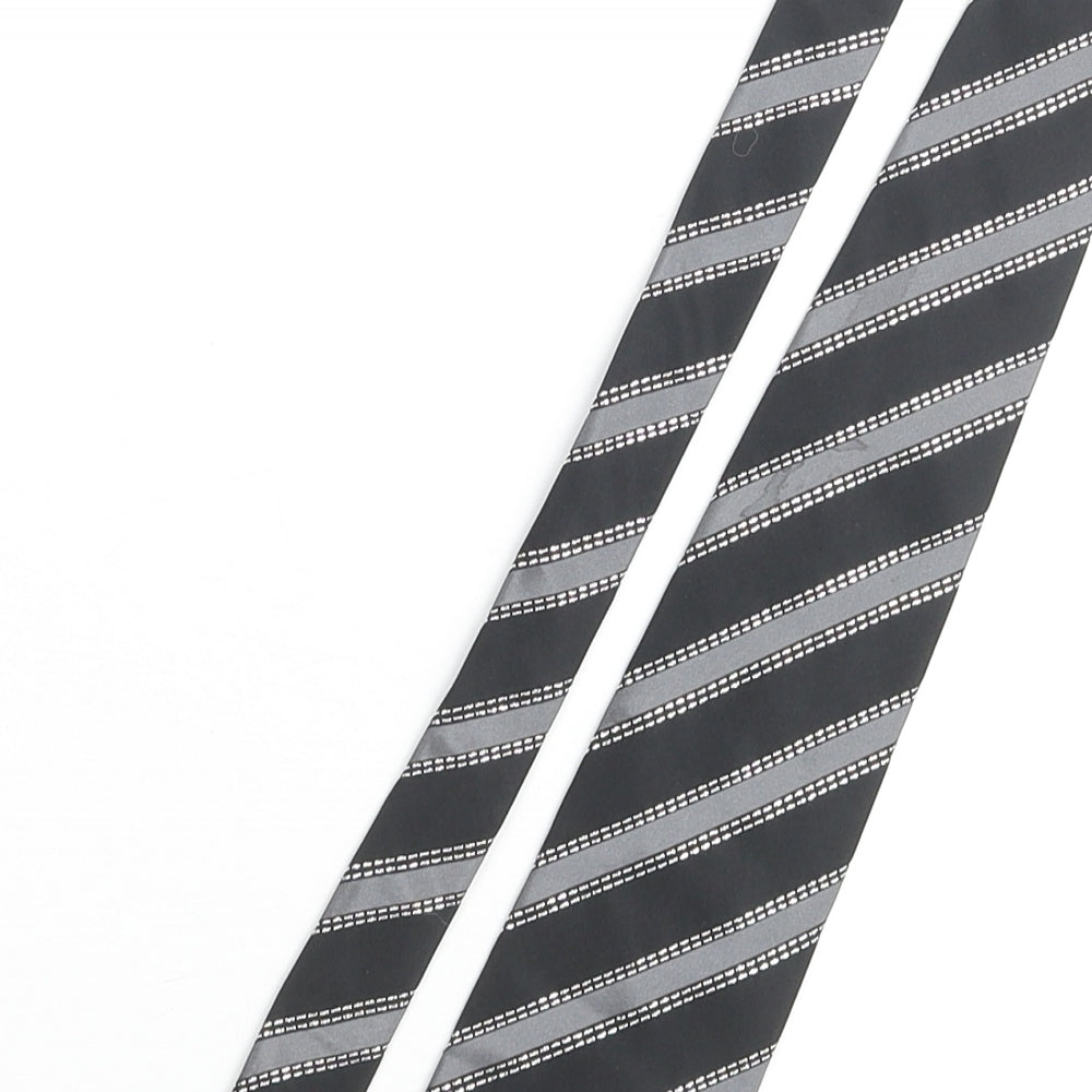 Linea Mens Black Striped Silk Pointed Tie One Size