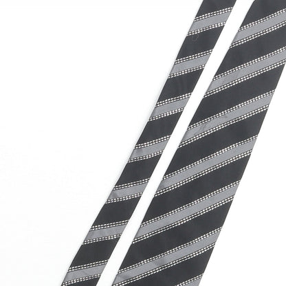 Linea Mens Black Striped Silk Pointed Tie One Size