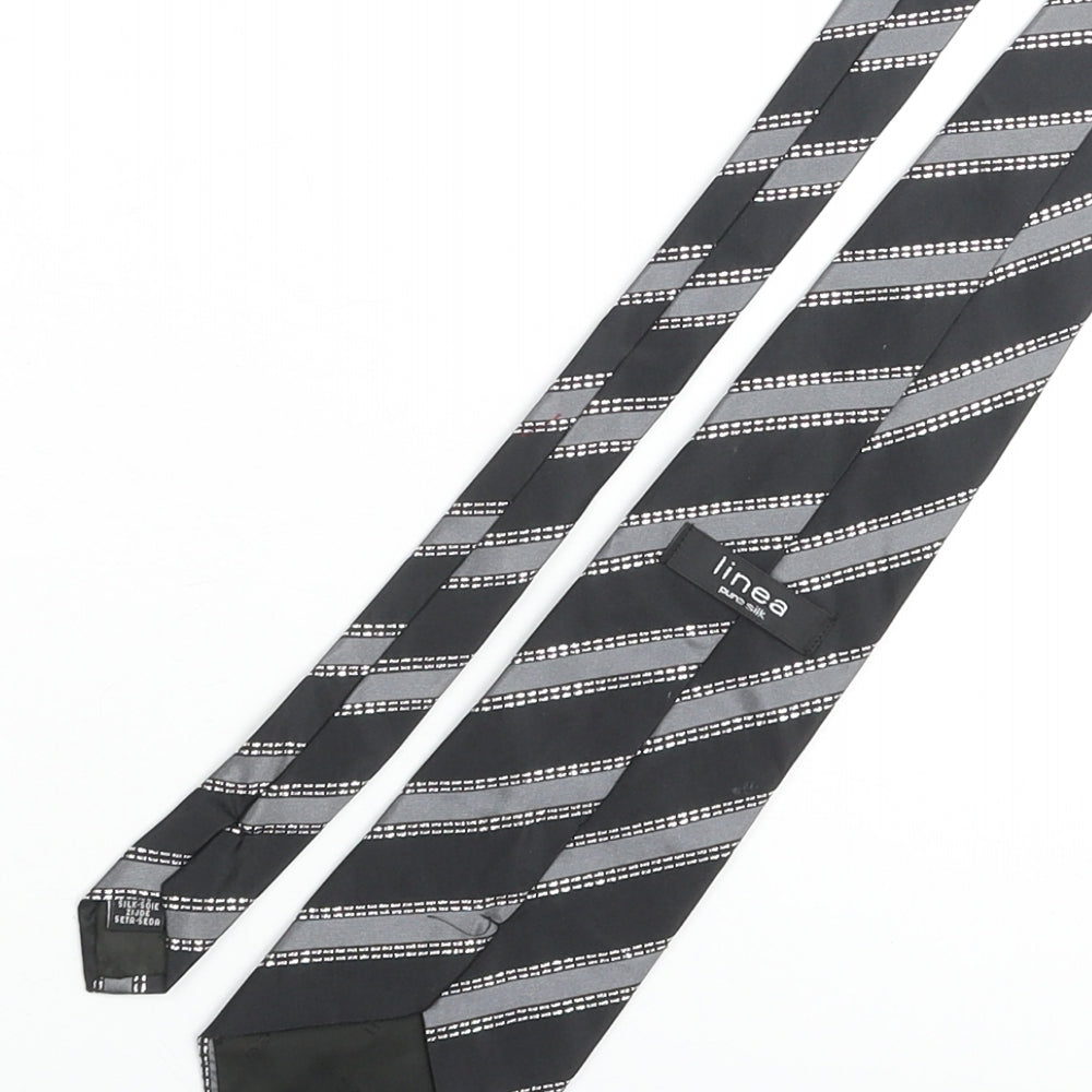 Linea Mens Black Striped Silk Pointed Tie One Size