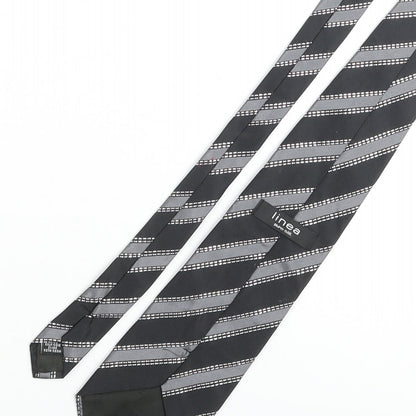 Linea Mens Black Striped Silk Pointed Tie One Size