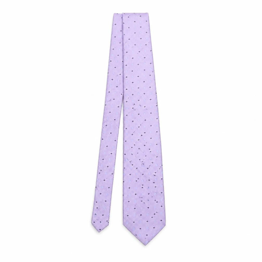 Mens Greenwoods Purple Geometric  Pointed Tie