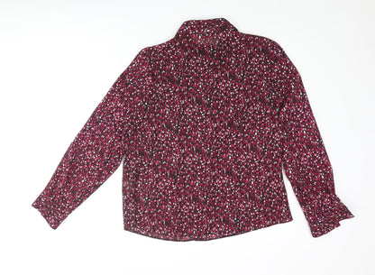 Bonmarché Womens Purple Geometric Polyester Basic Button-Up Size 16 Collared