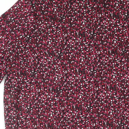Bonmarché Womens Purple Geometric Polyester Basic Button-Up Size 16 Collared