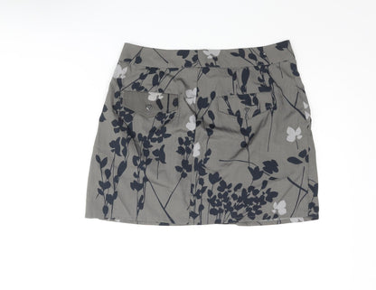Gap Womens Grey Floral Polyester Mini Skirt Size 6 Zip