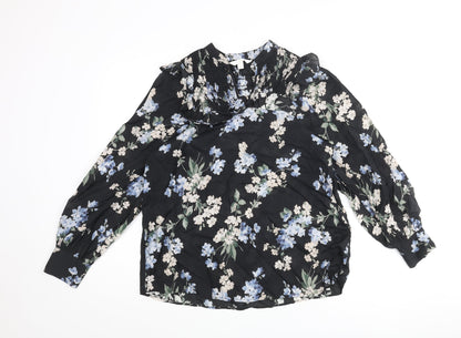 Womens UK Size XS H&M Black Basic Blouse
