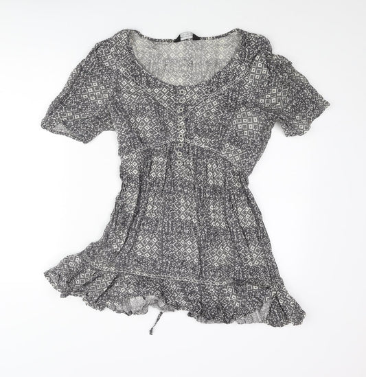 Womens UK Size 12 Dorothy Perkins Grey Basic Blouse