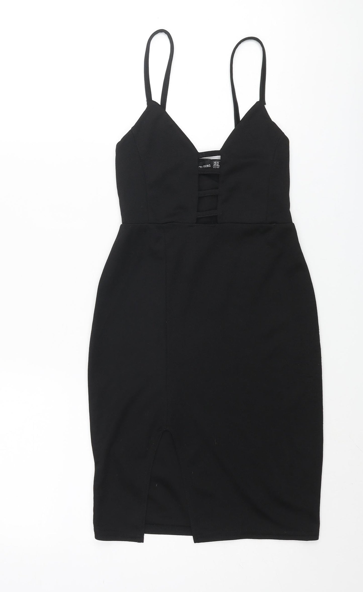 PRETTYLITTLETHING Womens Black Polyester Bodycon Size 6 Sweetheart Pullover - Cut Out