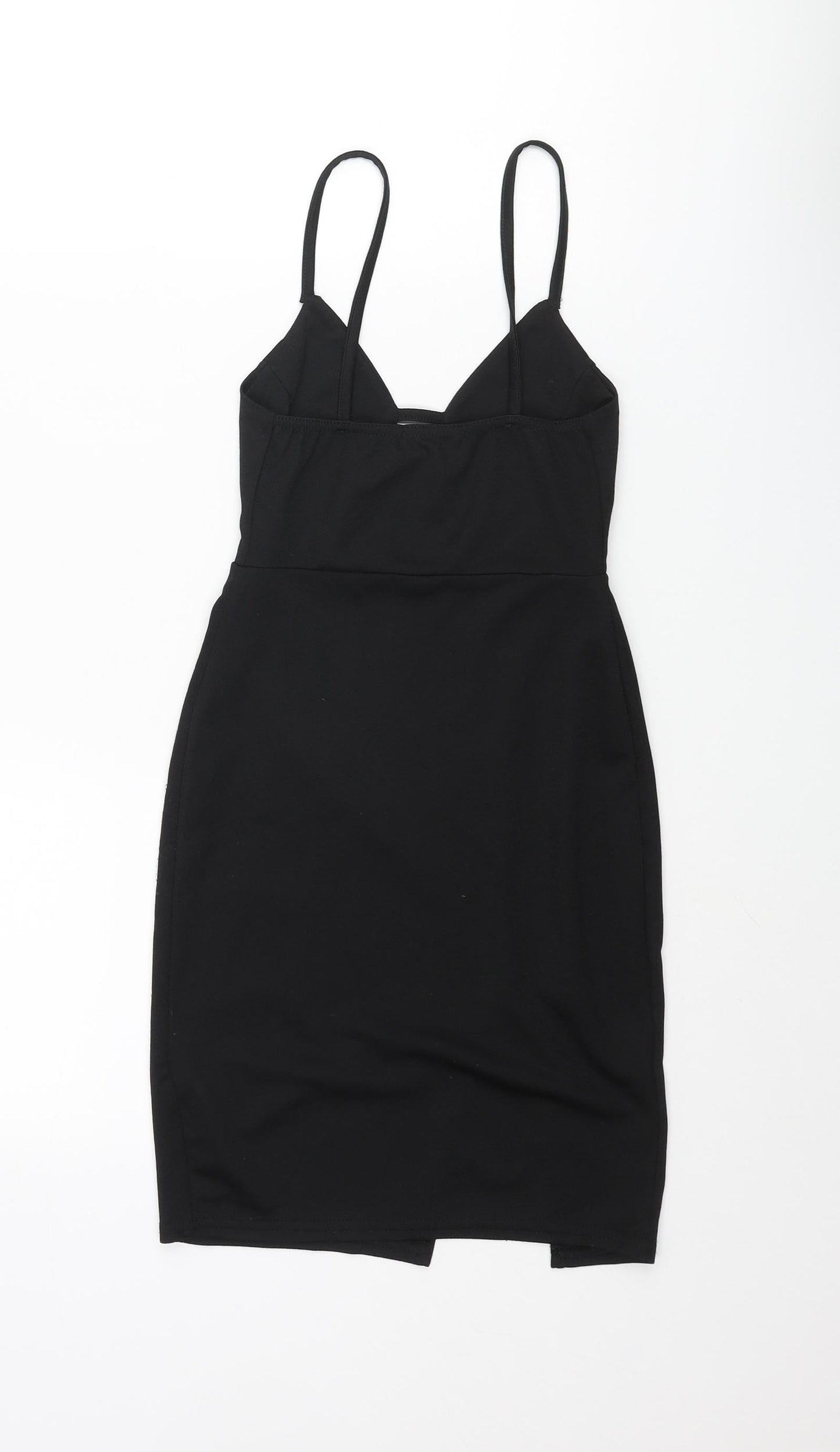 PRETTYLITTLETHING Womens Black Polyester Bodycon Size 6 Sweetheart Pullover - Cut Out