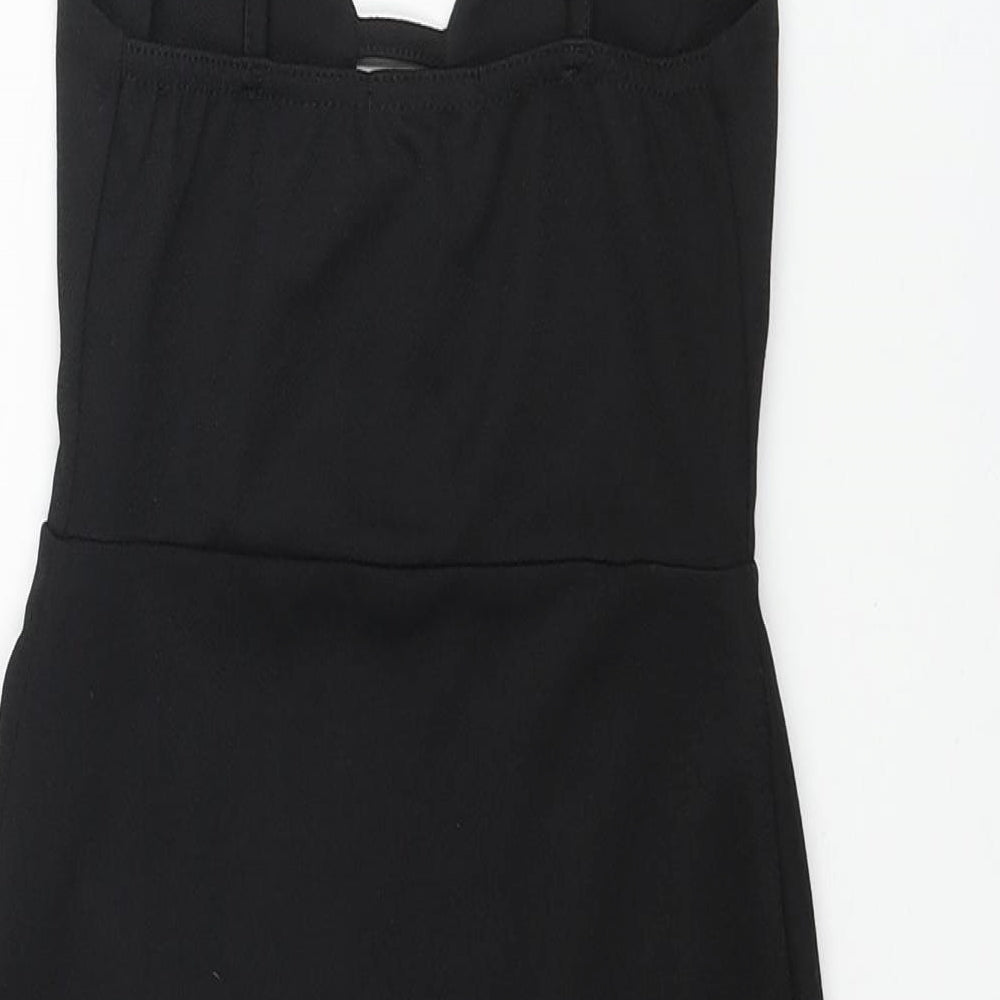 PRETTYLITTLETHING Womens Black Polyester Bodycon Size 6 Sweetheart Pullover - Cut Out