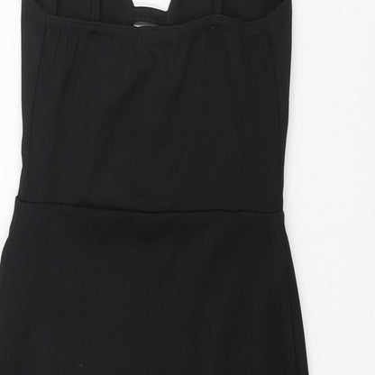 PRETTYLITTLETHING Womens Black Polyester Bodycon Size 6 Sweetheart Pullover - Cut Out