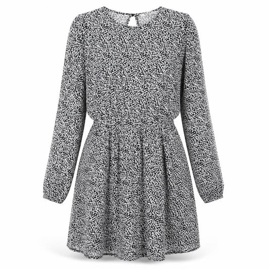 NA-KD Womens Black Geometric Viscose A-Line Size 8 Round Neck Button