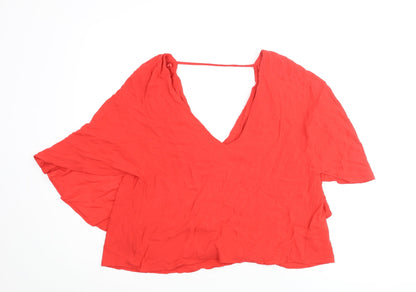 Womens UK Size L Zara Red Basic Blouse