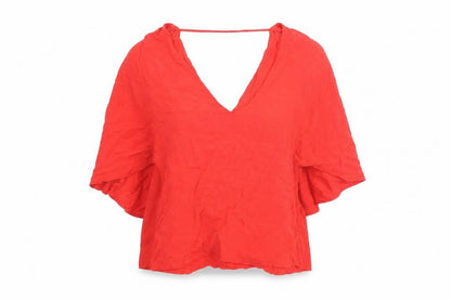 Womens UK Size L Zara Red Basic Blouse