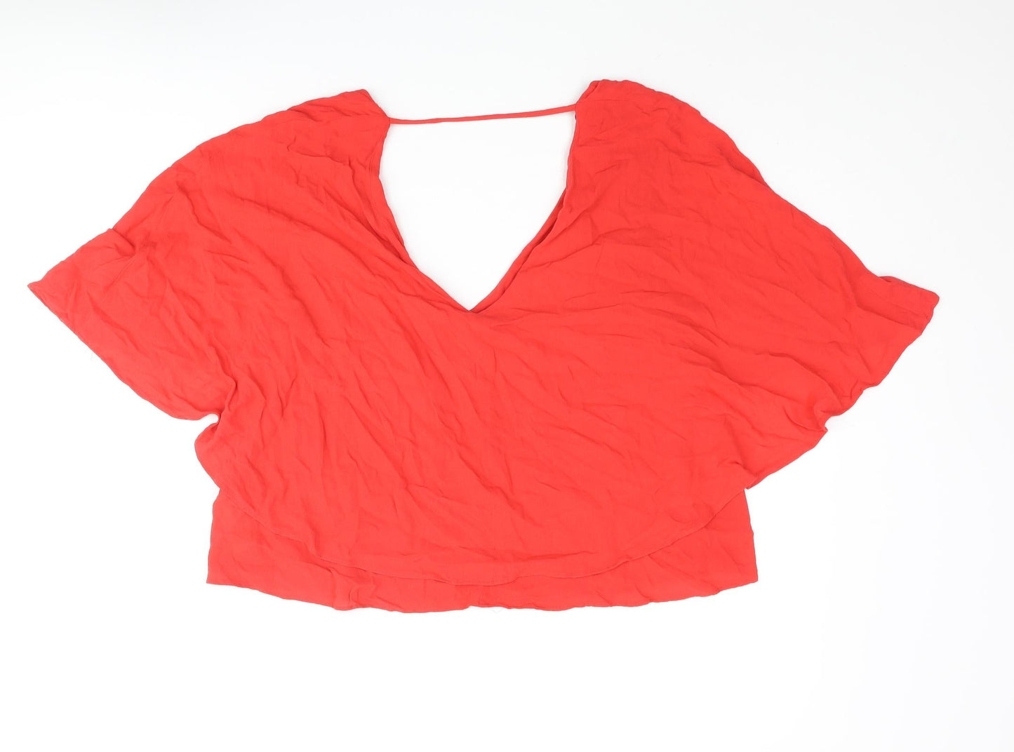 Womens UK Size L Zara Red Basic Blouse