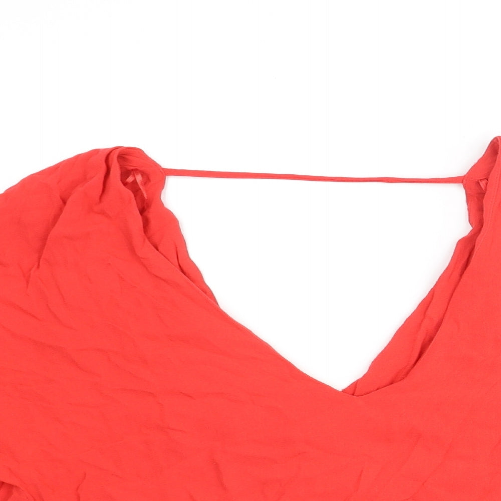 Womens UK Size L Zara Red Basic Blouse