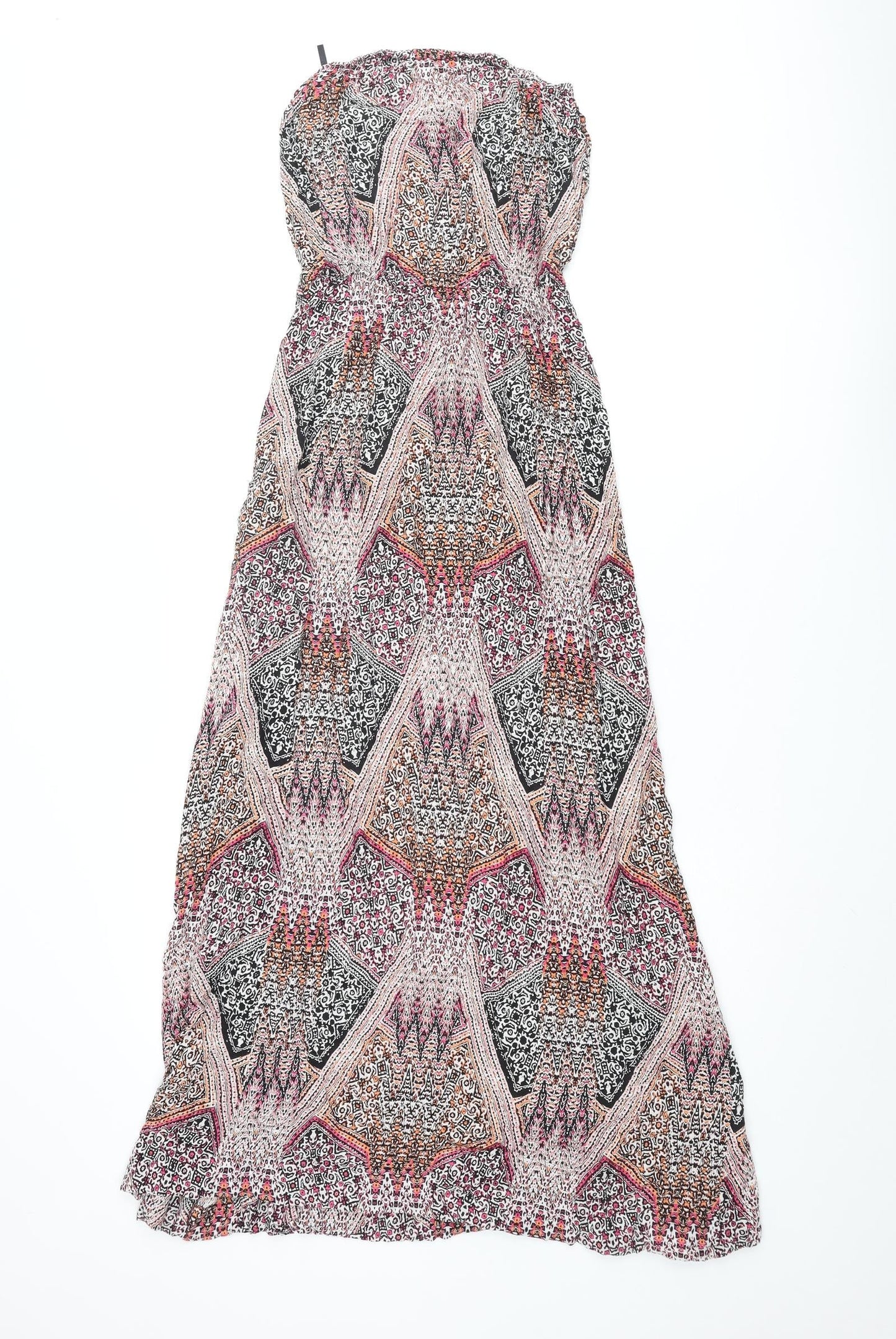 New Look Womens Multicoloured Geometric Viscose Maxi Size 8 Square Neck Pullover