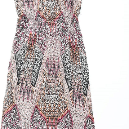 New Look Womens Multicoloured Geometric Viscose Maxi Size 8 Square Neck Pullover