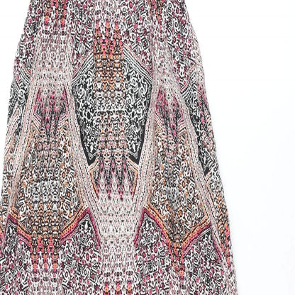 New Look Womens Multicoloured Geometric Viscose Maxi Size 8 Square Neck Pullover